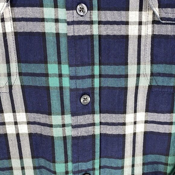 Ocean & Coast Shirts Mens XL Green Blue Plaid Button Up Long Sleeve  Flip Cuffs - Picture 11 of 12